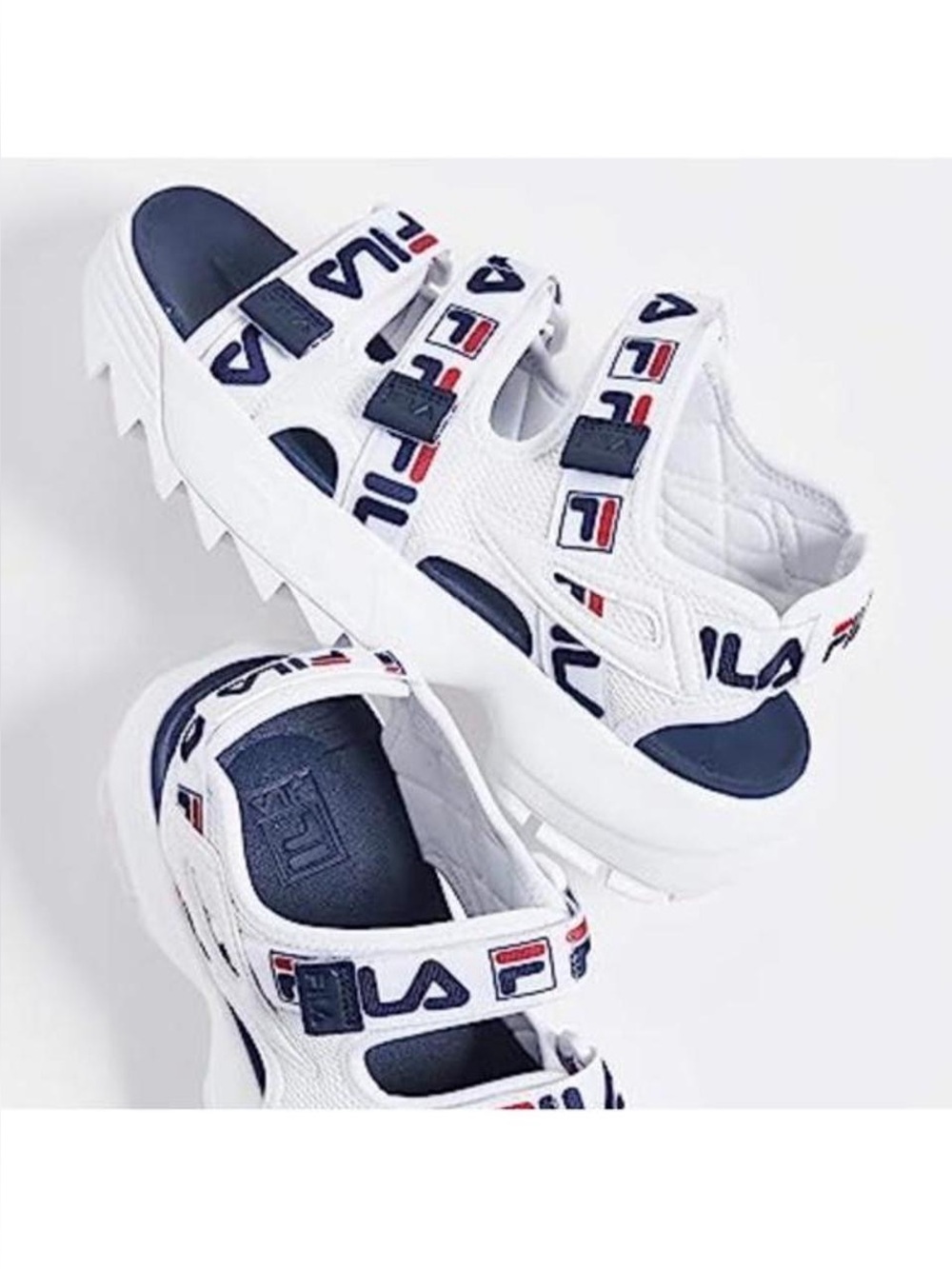 Fila red white blue distributor chunky sandals logo stripes sz 8 women’s